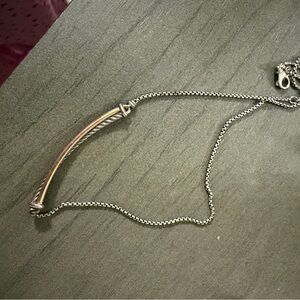 David Yurman Silver Necklace with Twisted Bar